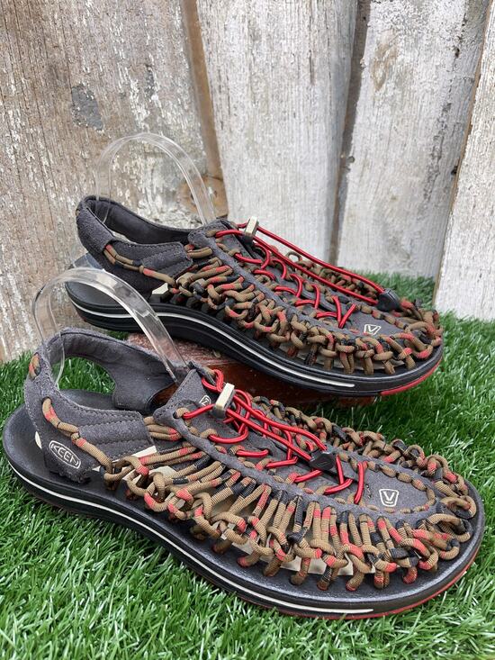 Keen Uneek Braided Two Cord Fisherman Sandals Stripes Red Dahlia Raya Men\'s 12 main image 5